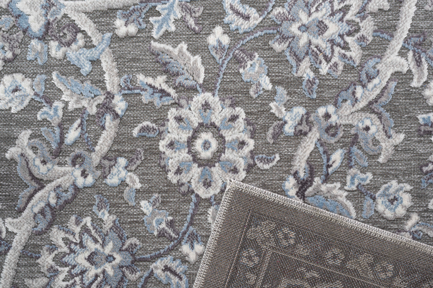 Viskoosimatto Cello Fleur 160x230cm harmaa/sininen