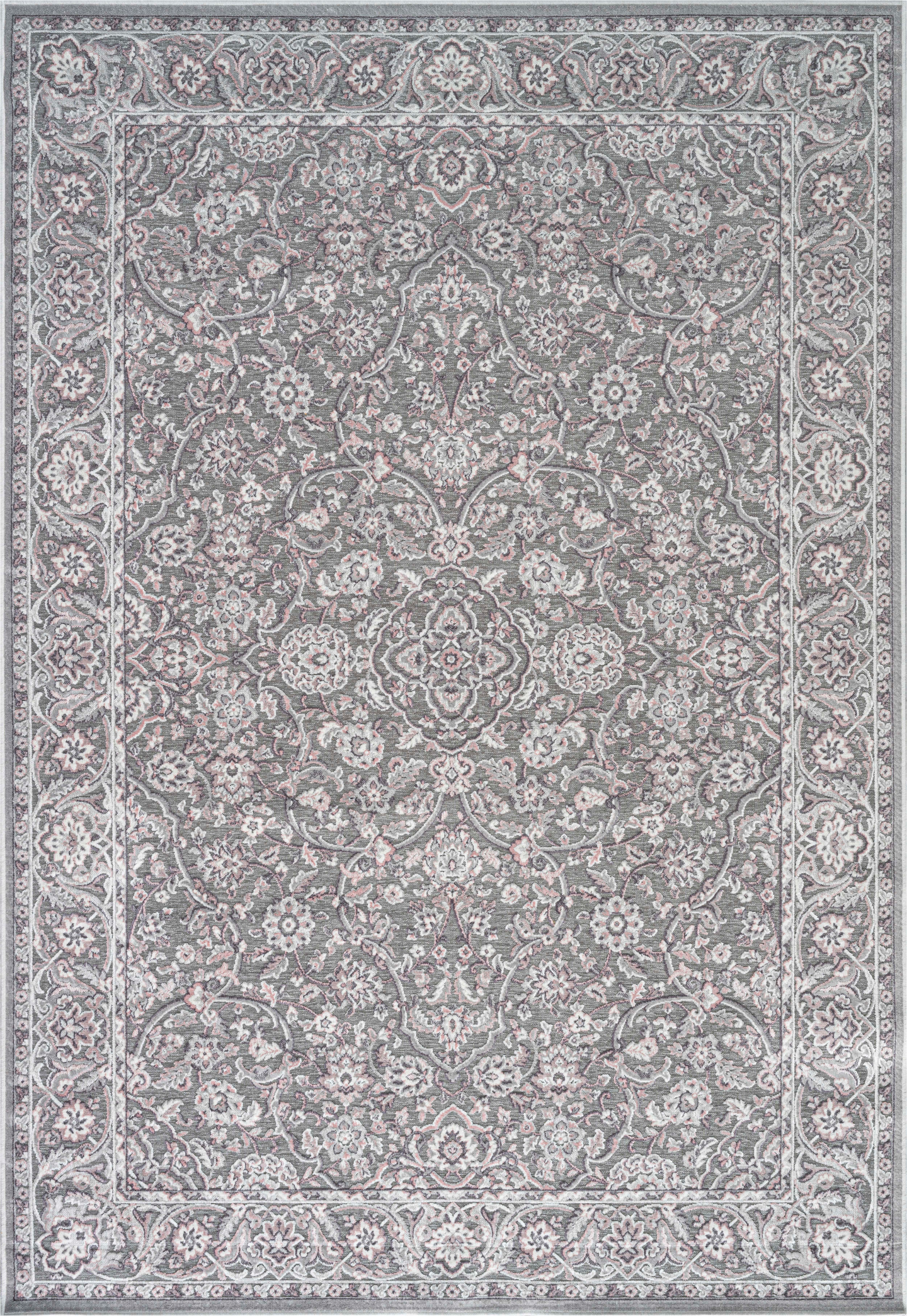 Viskoosimatto Cello Fleur 80x200cm harmaa/punainen