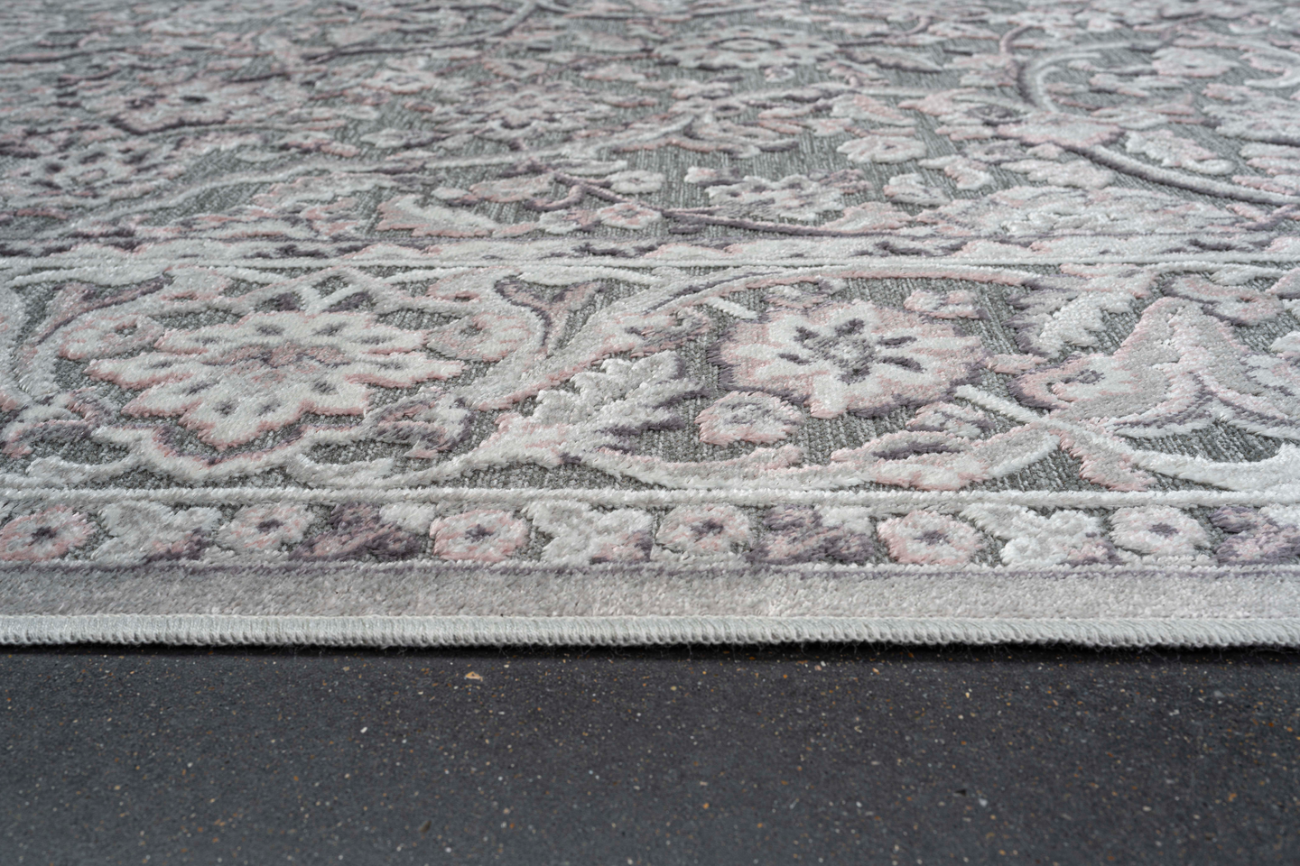 Viskoosimatto Cello Fleur 80x200cm harmaa/punainen