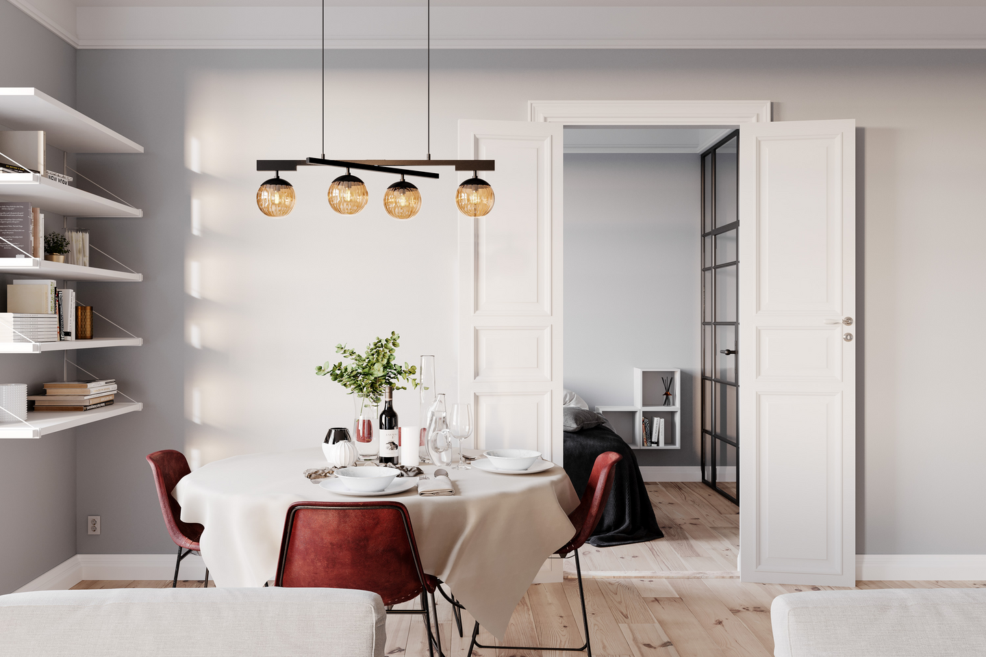 Riippuvalaisin By Rydéns Labelle 4-osainen musta/amber