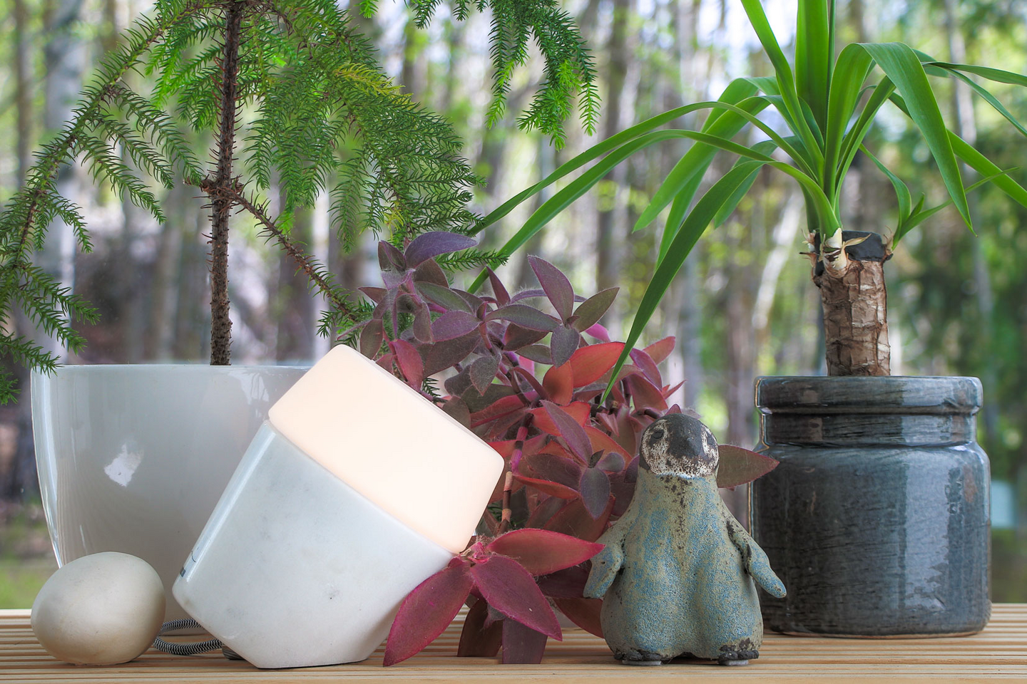 Pöytävalaisin Sessak Louhi marmori valkoinen