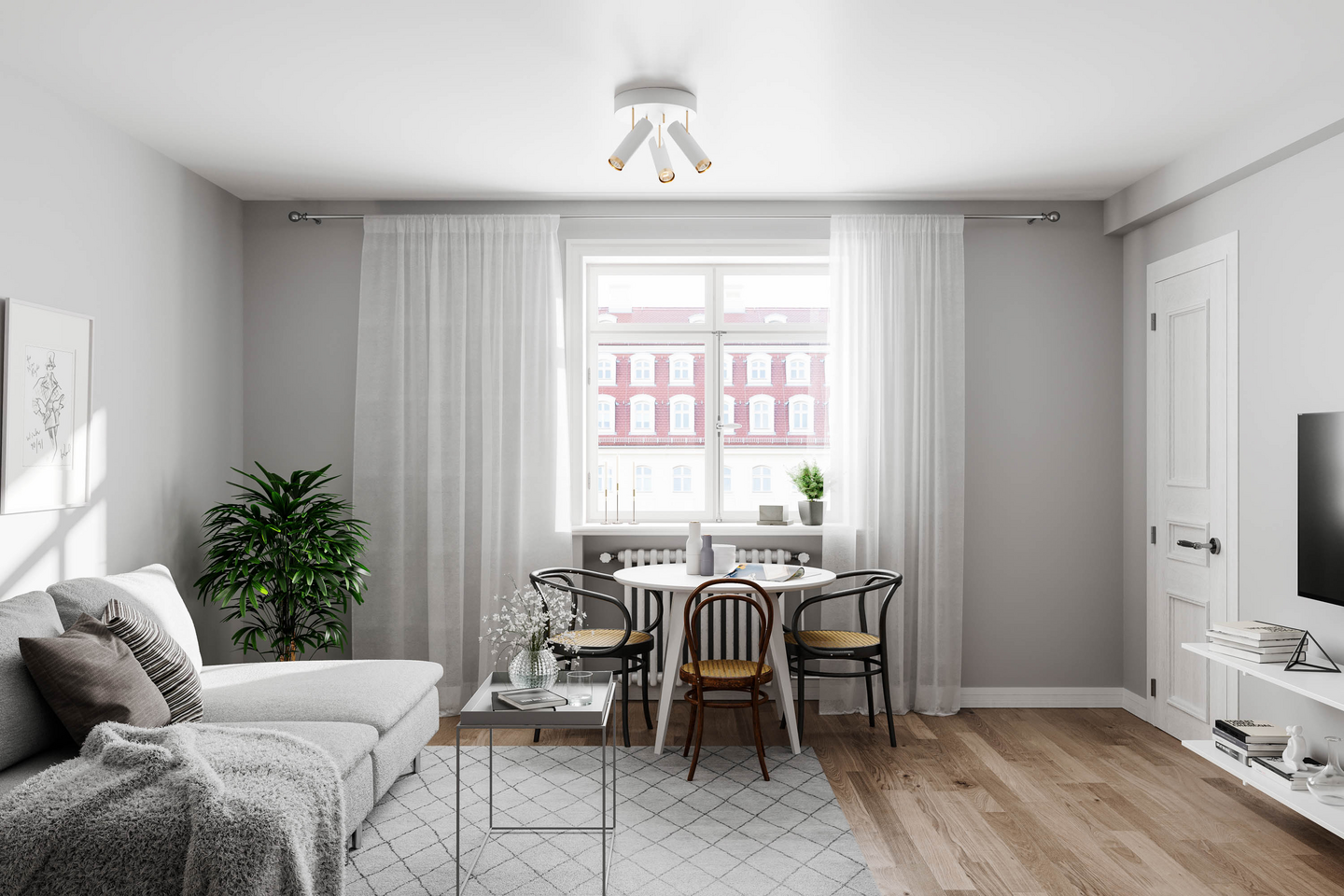 Kattospotti By Rydéns Puls 3-osainen mattavalkoinen