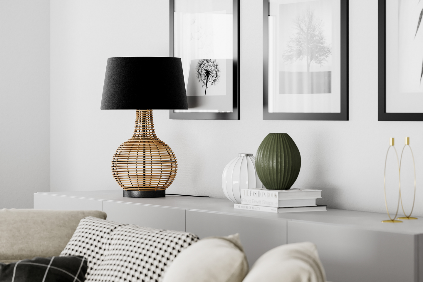 Pöytävalaisin By Rydéns Granad luonnonvärinen/musta