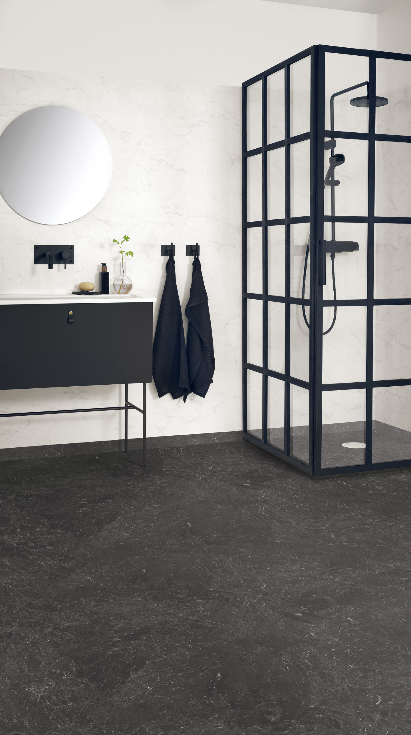 Märkätilan seinä Aquarelle 2m Marble Carrare-White