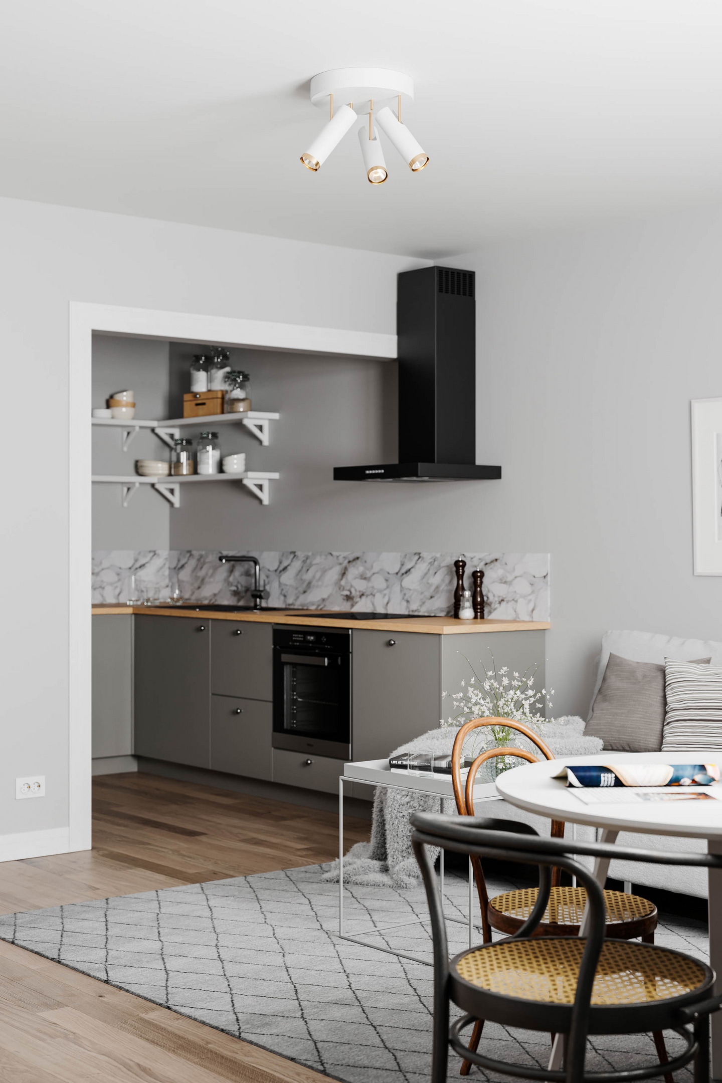 Kattospotti By Rydéns Puls 3-osainen mattavalkoinen