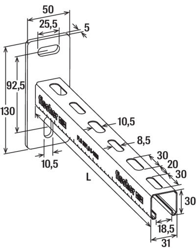 Konsolikannake Fischer ALK sinkitty 30/1,0mm 450mm