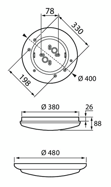 Yeisvalaisin Airam Lumi II 400 pinta IP44 18W/830 1400m