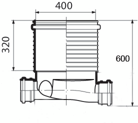 Tarkastuskaivon pohjaosa Uponor 400/200mm risteävä