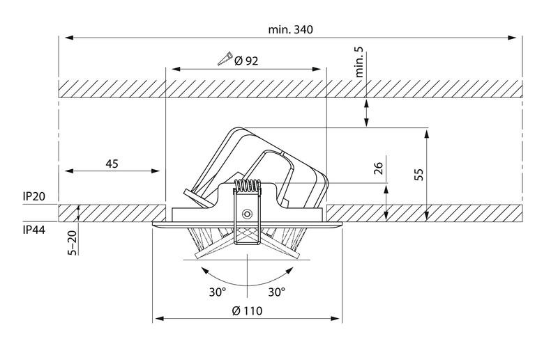 Alasvalo Airam Slim Duo Tilt 8W 830/840 IP44/IP20 DIM ACO valkoinen