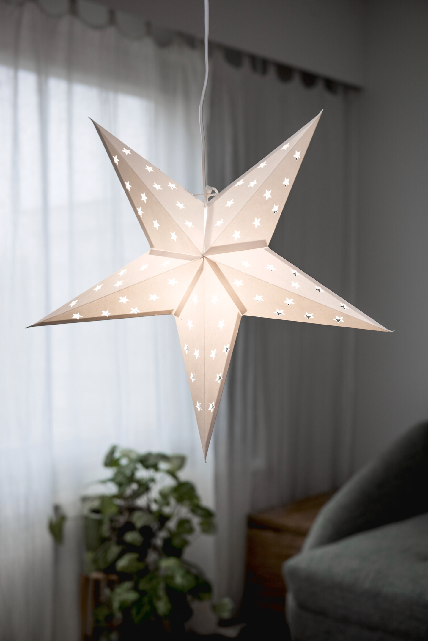 Paperitähti Airam Pello ø 50cm valkoinen