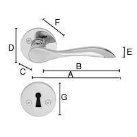 Sisäovenpainike Beslagsboden Design B857KN kiiltävä kromattu