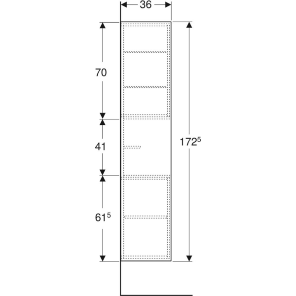 Korkea kaappi IDO Sense Art L36,6xK172,5xS36cm 2 ovella ja avohyllyllä pähkinä