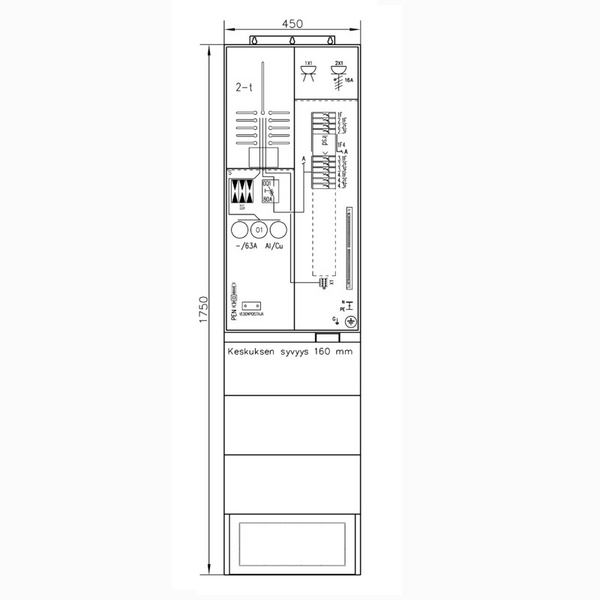 Mittauskeskus UTU Collie 3806P63 ylijännitesuojalla 2T+PR+Y jalusta 50A IP34