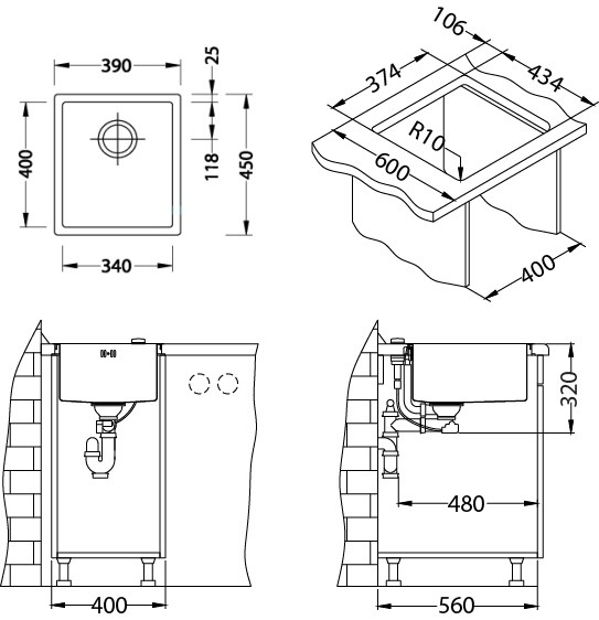 Keittiöallas Alveus Monarch Quadrix 20 Kulta rst