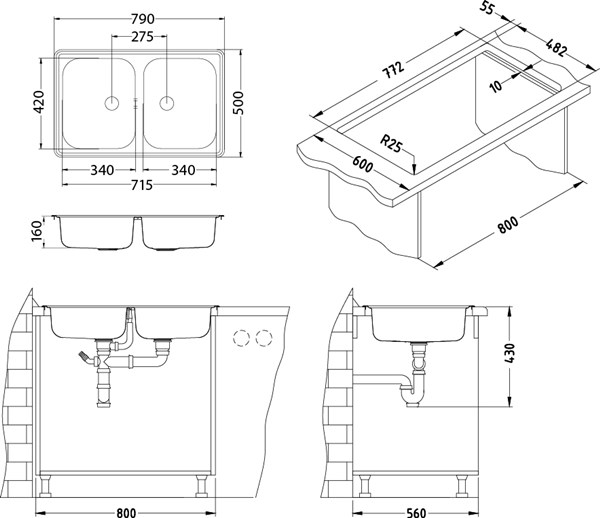 Keittiöallas Alveus Line 90 rst