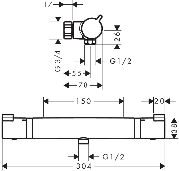 Suihkuhana Hansgrohe 13193000 Ecostat Comfort Nordic