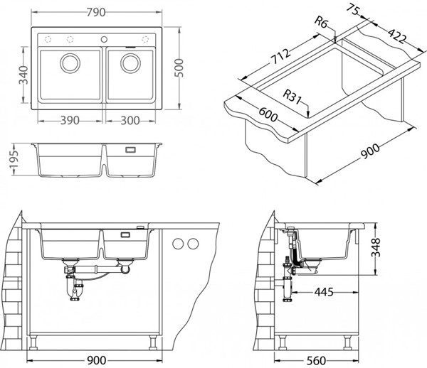 Keittiöallas Alveus Atrox 50 Carbon Komposiitti