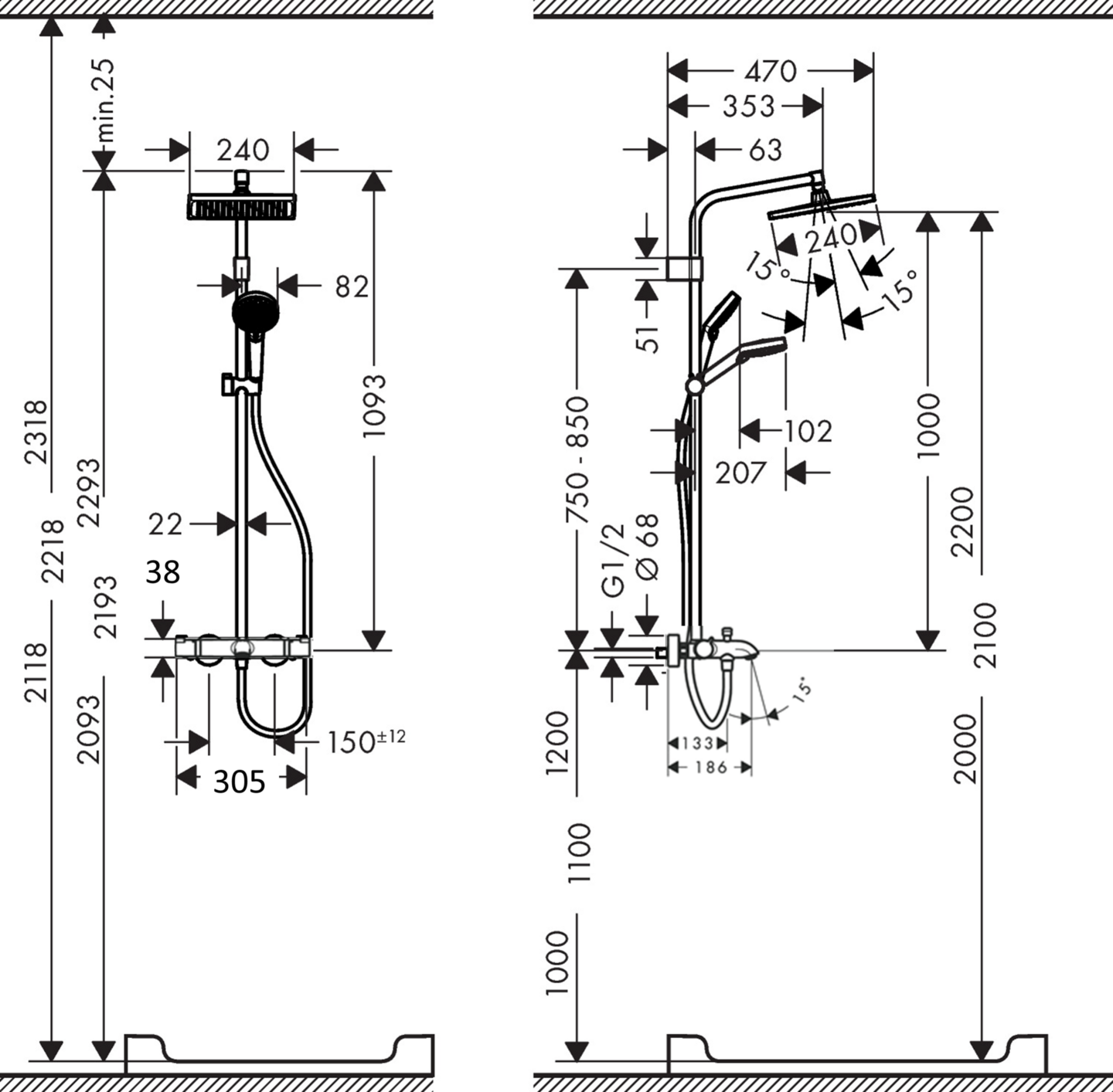 Sadesuihkuhana Hansgrohe 26556000 Crometta E Varia 240 jp