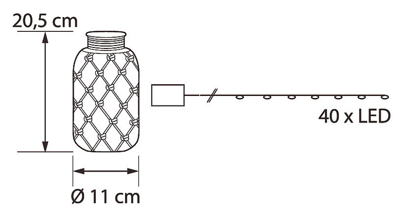 Koristepurkki Airam Male 20cm 40 lediä paristokäyttöinen