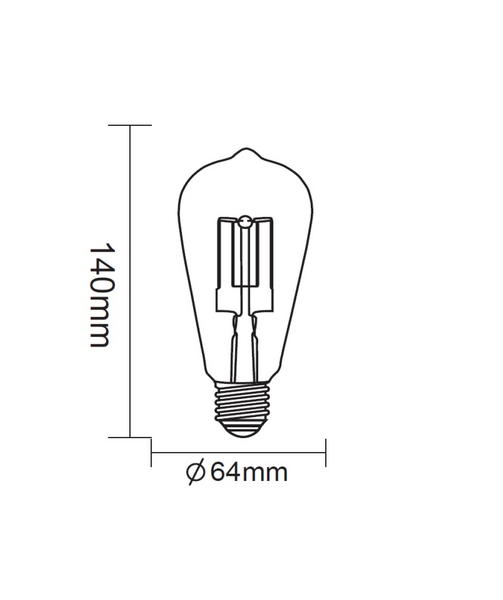 Led Lamppu TRIO Filament Industrial E27 6W 600Lm 2700K Ruskea