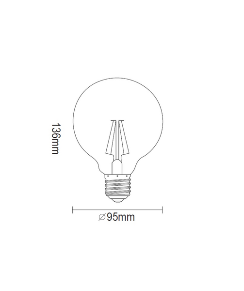 Led Lamppu TRIO Filament Globe E27 7W 806Lm 2700K Kirkas