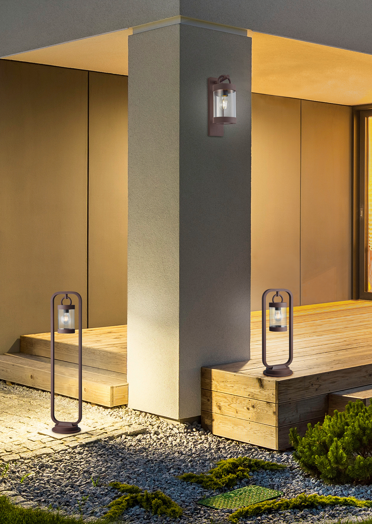 Ulkoseinävalaisin TRIO Sambesi E27 Rustiikki hämärätunnistimella