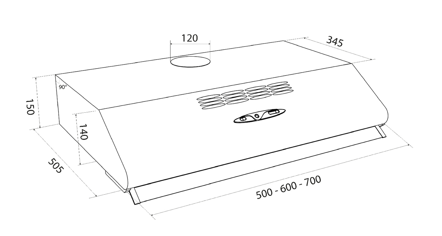 Liesituuletin Thermex Manchester 600mm W sisäinen moottori