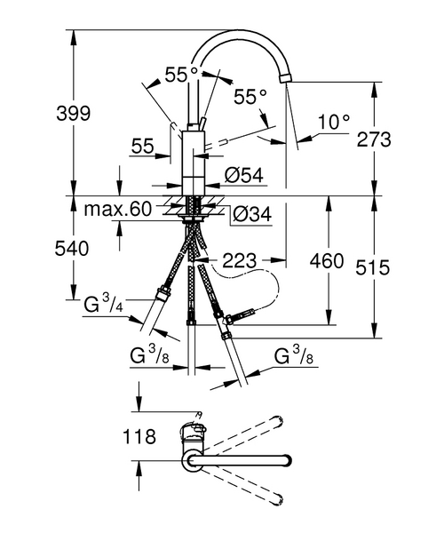 Keittiöhana Grohe 31793000 Consetto pesukoneventtiili
