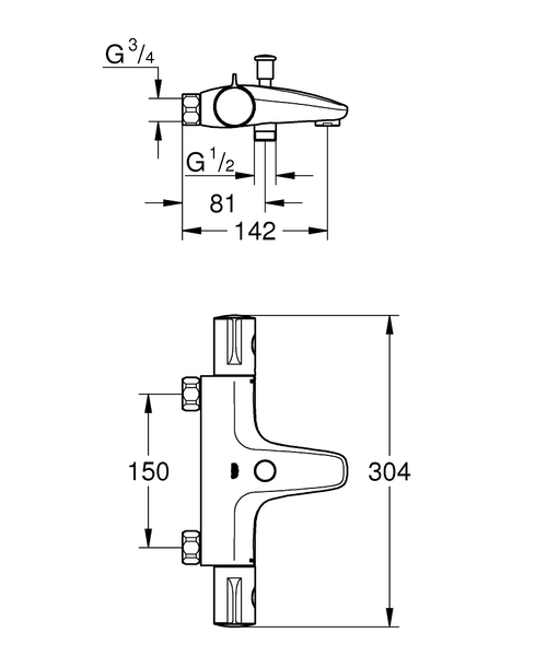Amme- ja suihkuhana GROHE 34754000 Grohtherm 800 juoksuputki