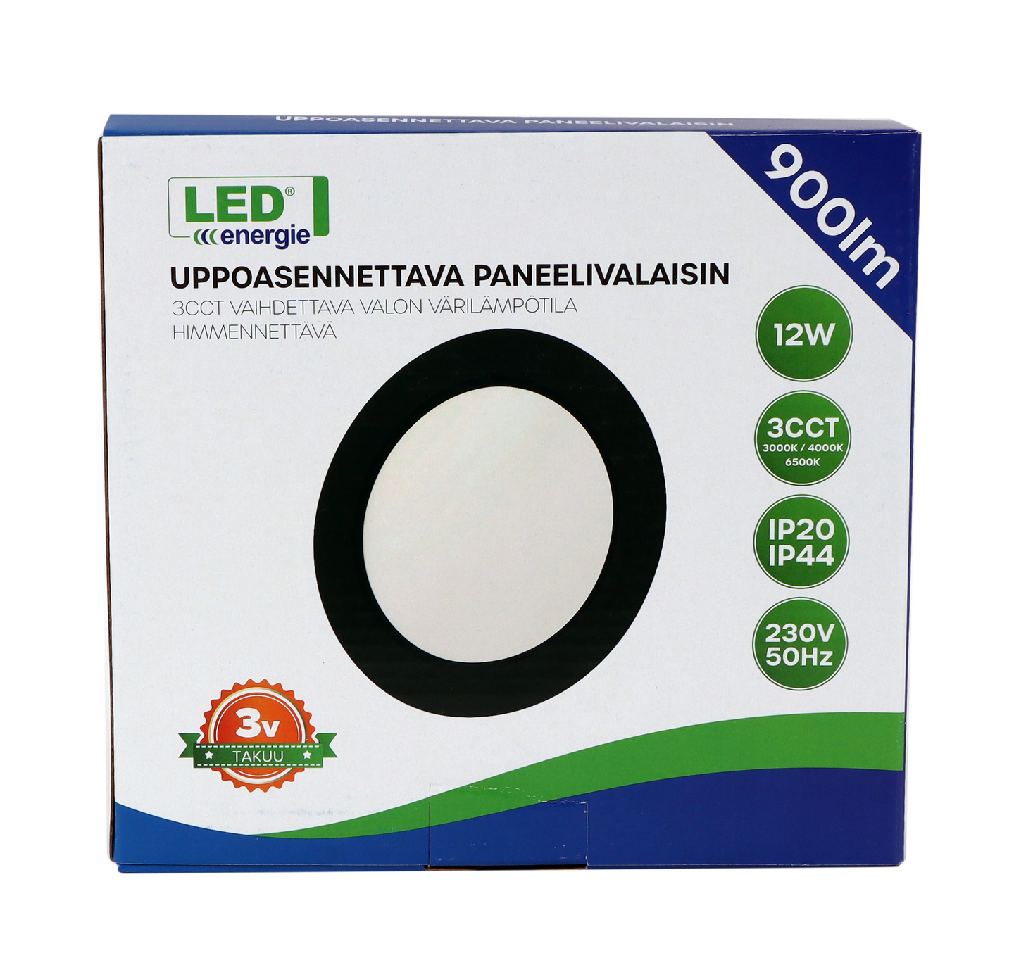 Uppovalaisin Led Energie 170mm 12W 900lm 3CCT himmennettävä musta IP20/44