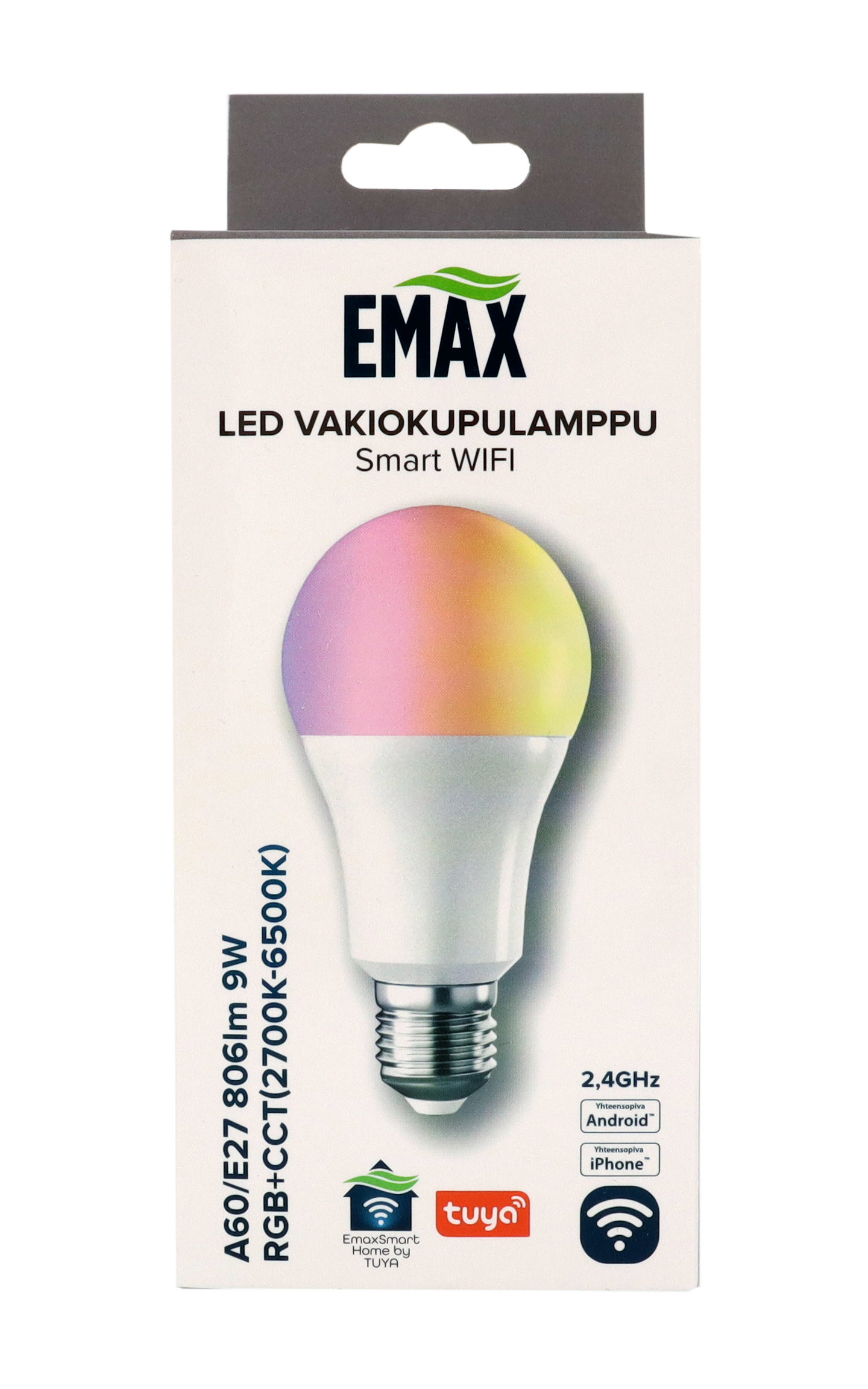 Vakiokupulamppu Emax Smart Home A60/E27 9W 806lm RGB+CCT Wi-Fi
