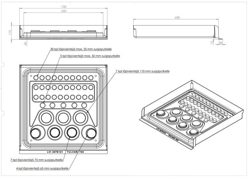 Suojakaukalo Tulvari 720 korokekaukalo + läpivientilevy