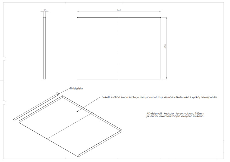 Allaskaapin suojakaukalo Tulvari AK-yleismalli 80cm