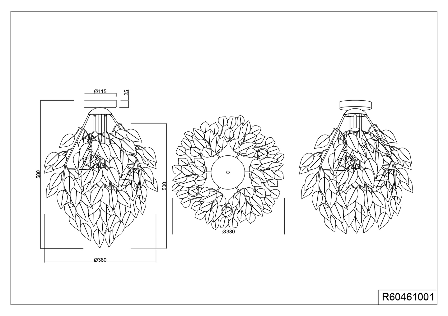 Kattovalaisin TRIO Leavy 38cm R60461001 E27