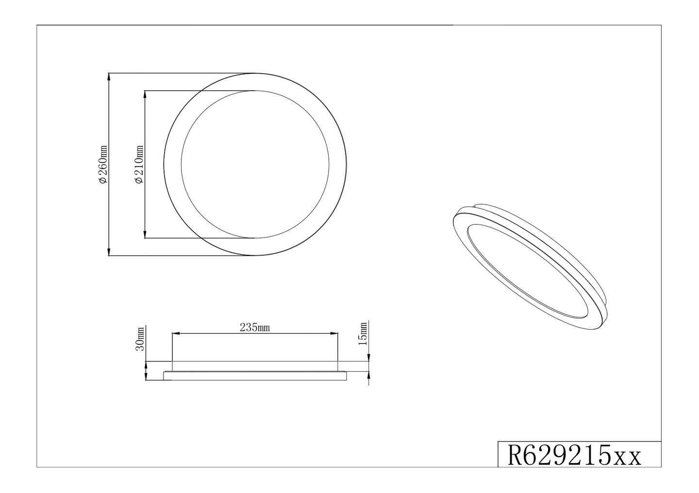 Plafondi TRIO Camillus led 26cm 13W musta IP44