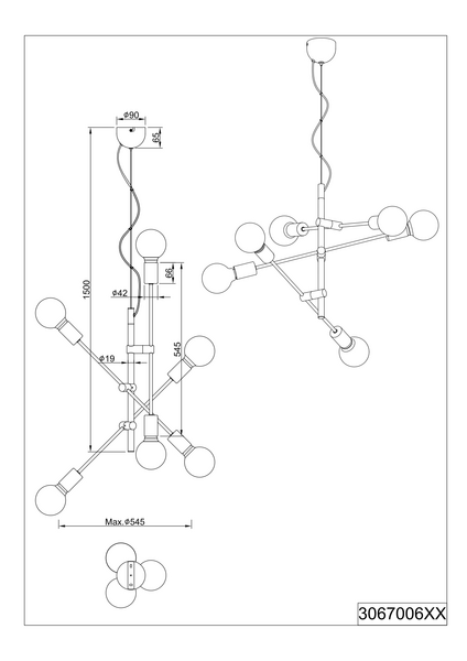 Riippuvalaisin TRIO Cross 306700632 E27 musta/kulta