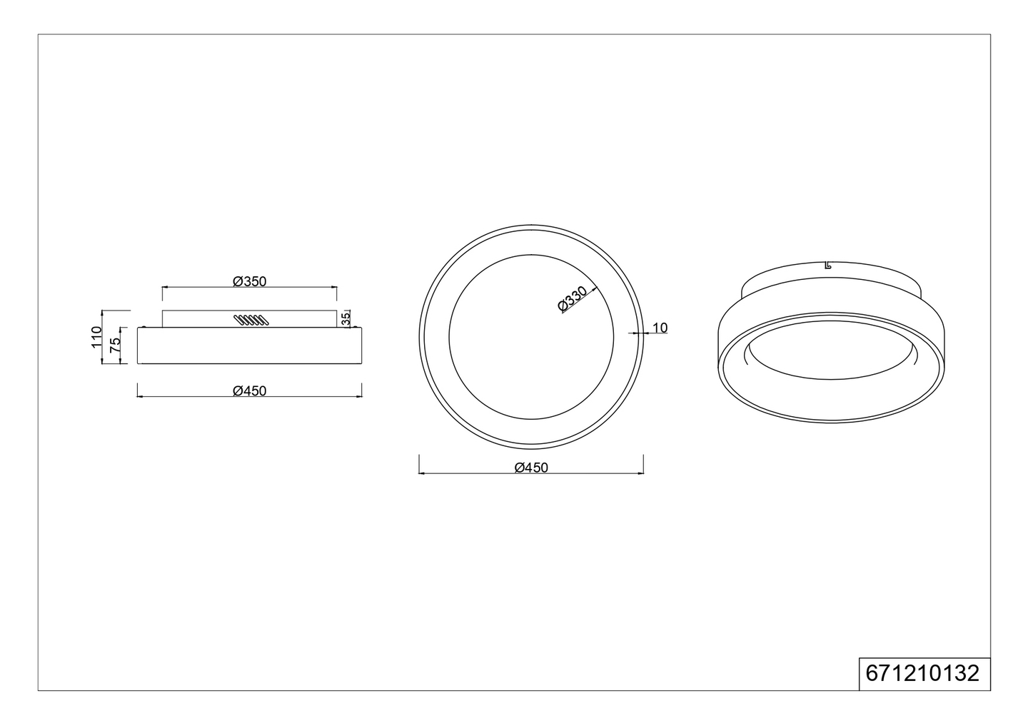 Kattovalaisin TRIO Girona led 45cm mattamusta