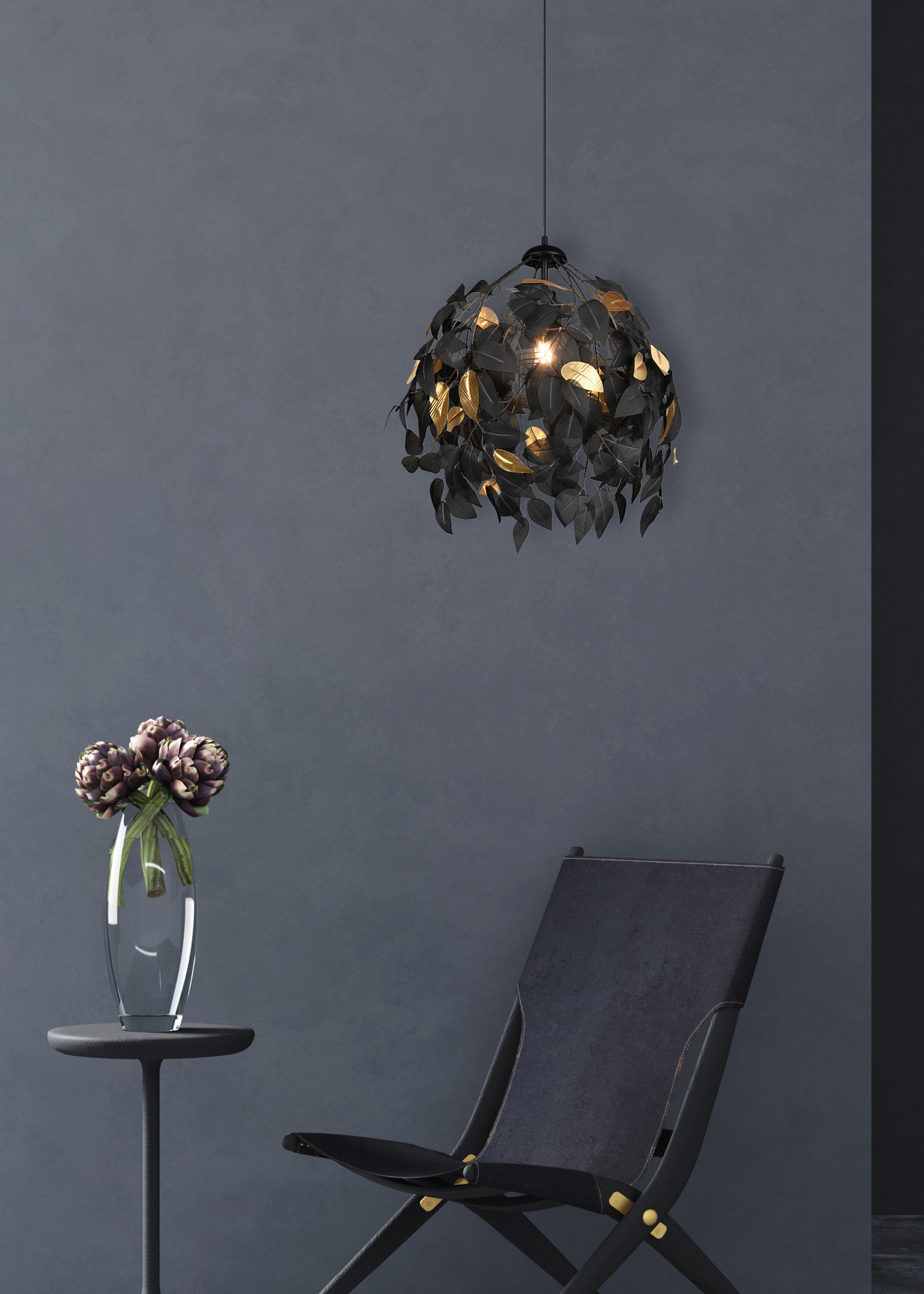 Riippuvalaisin TRIO Leavy E27 38cm mattamusta