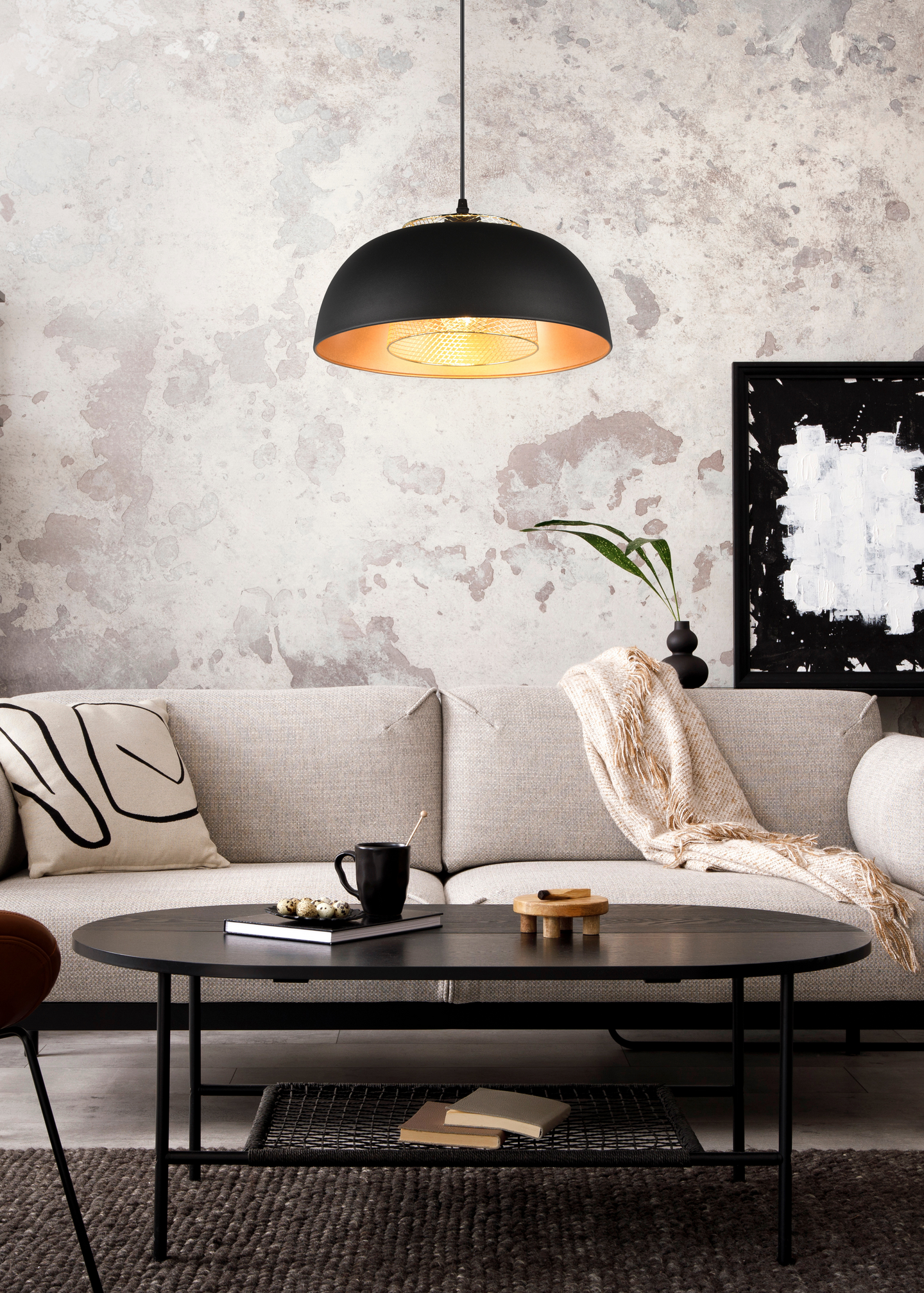 Riippuvalaisin TRIO Leavy E27 38cm mattamusta