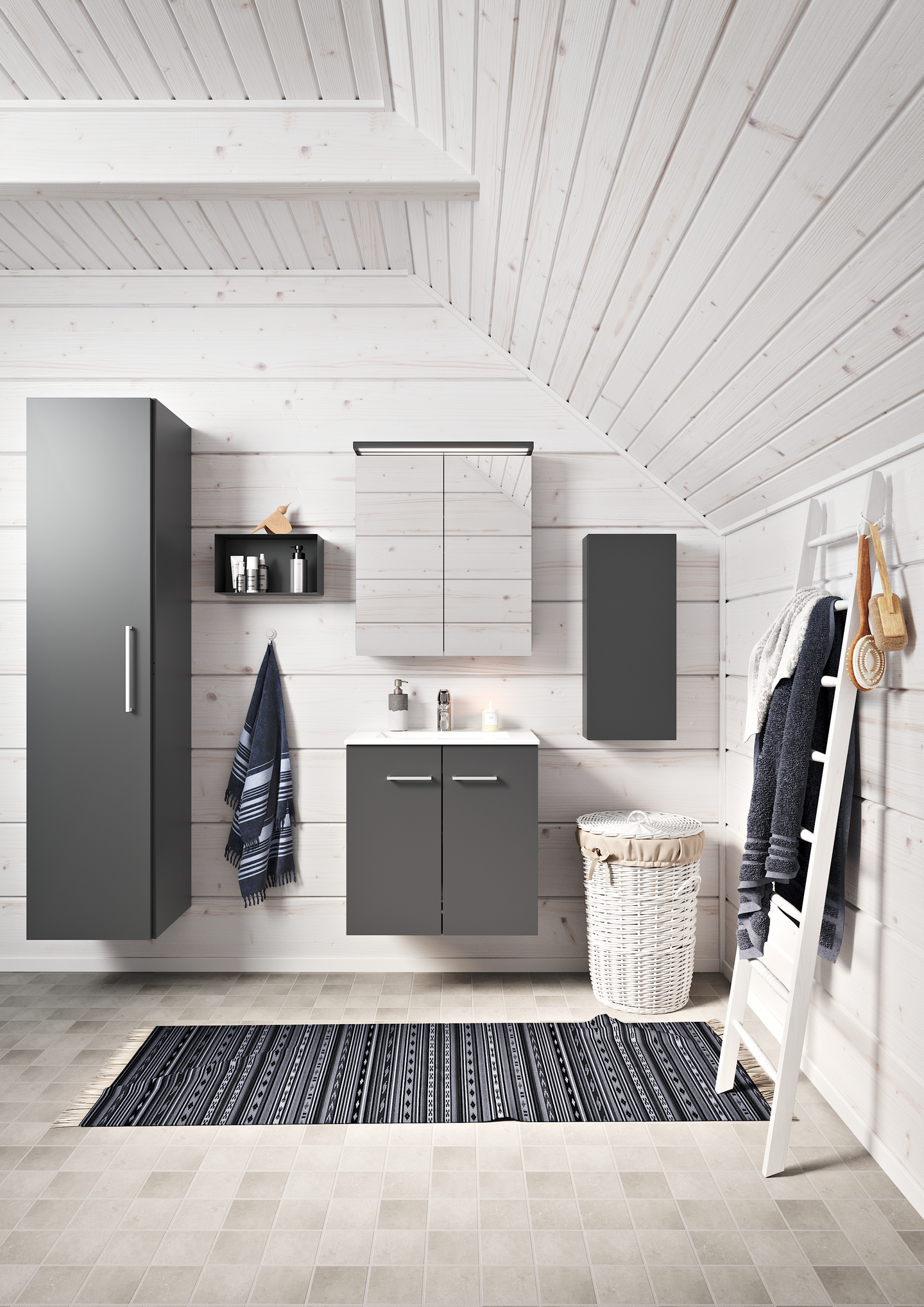 TVÄTTKORGSKÅP POLARIA SOLO 400X500 GRÅ