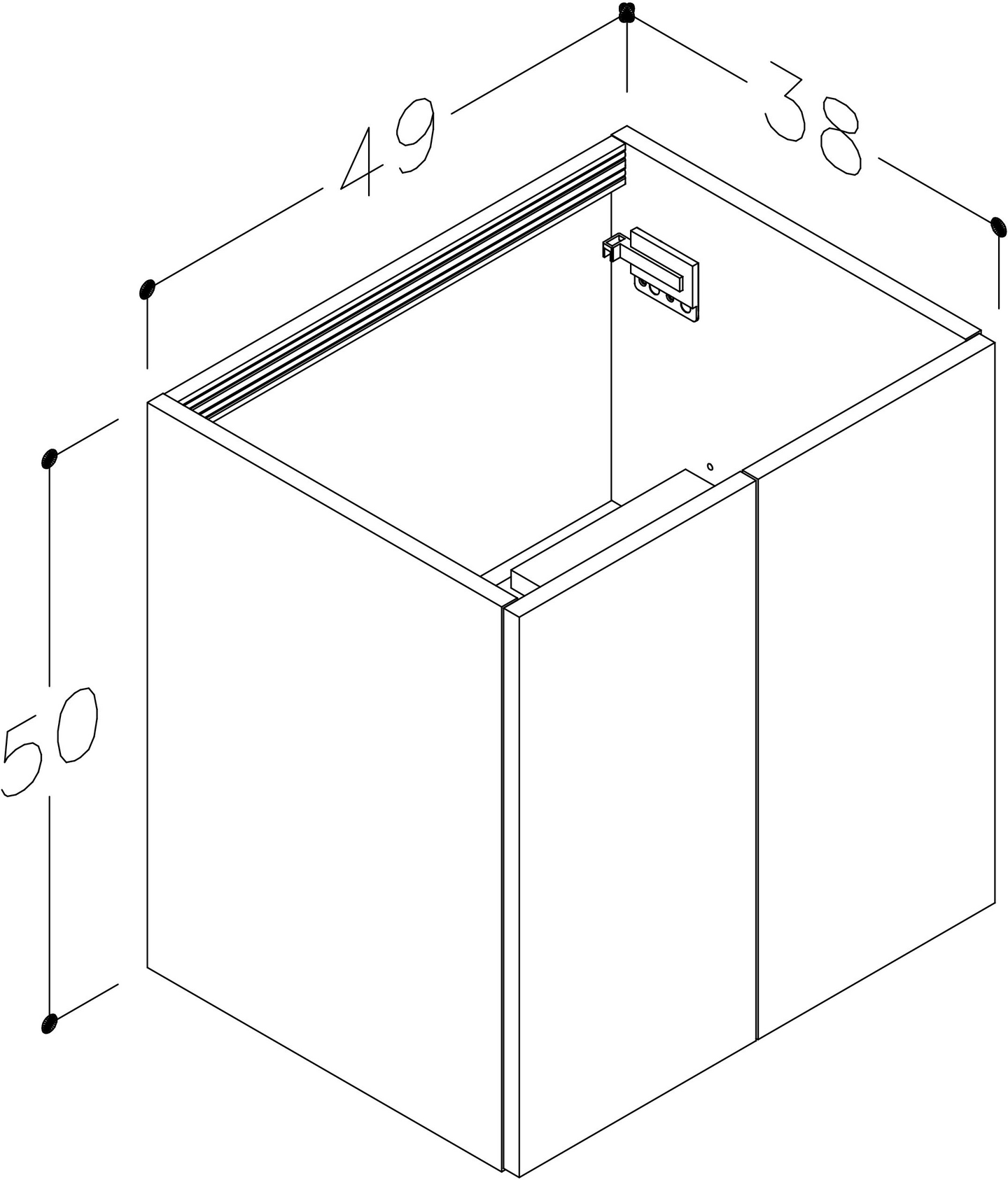 Allaskaappi Cello Wave tammi L49 S38 K50cm 2 ovea