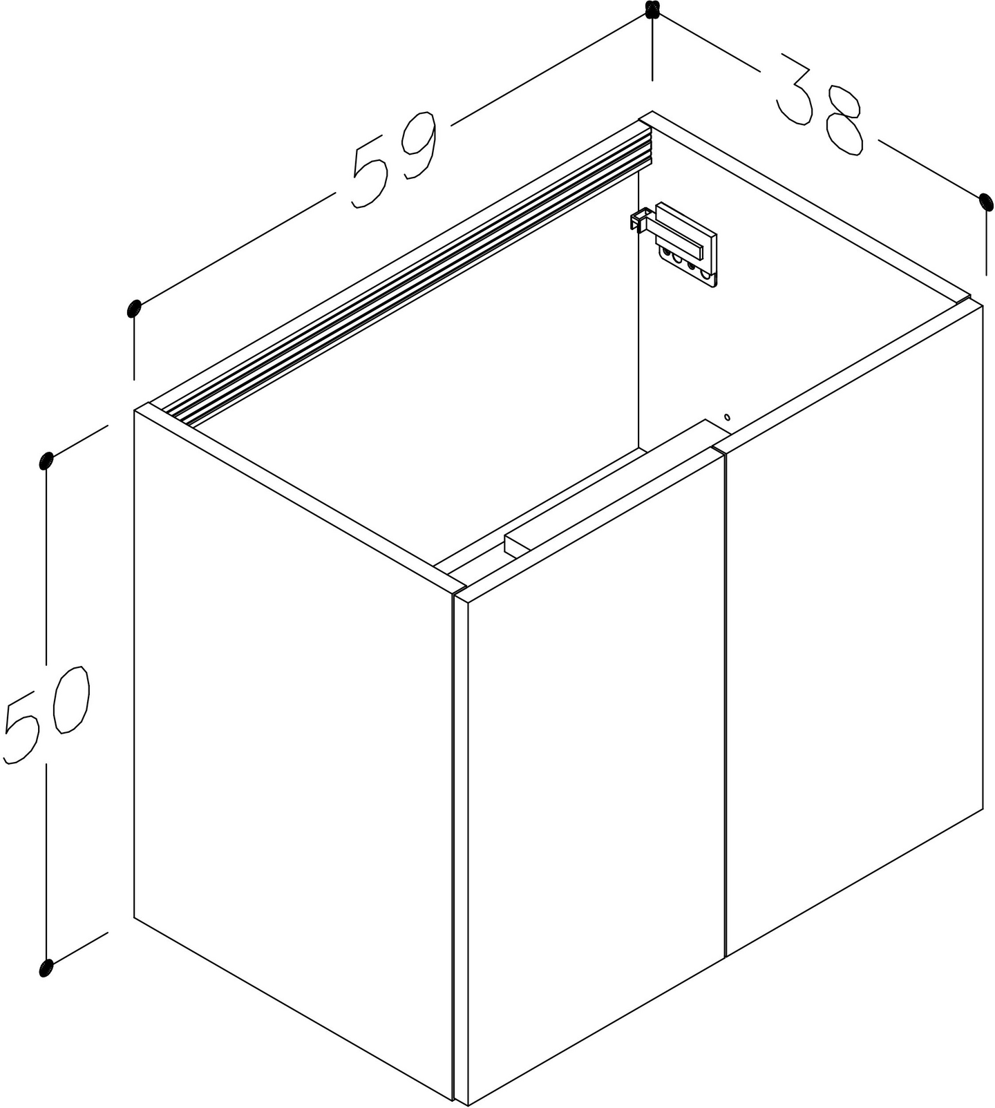 Allaskaappi Cello Wave tammi L59 S38 K50cm 2 ovea