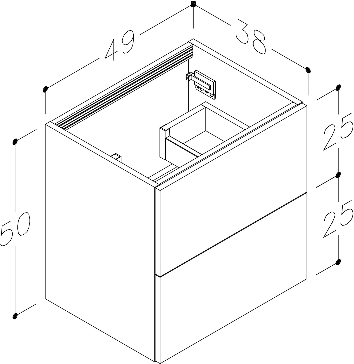 Allaskaappi Cello Wave L49cm S38cm valkoinen 2 vetolaatikkoa