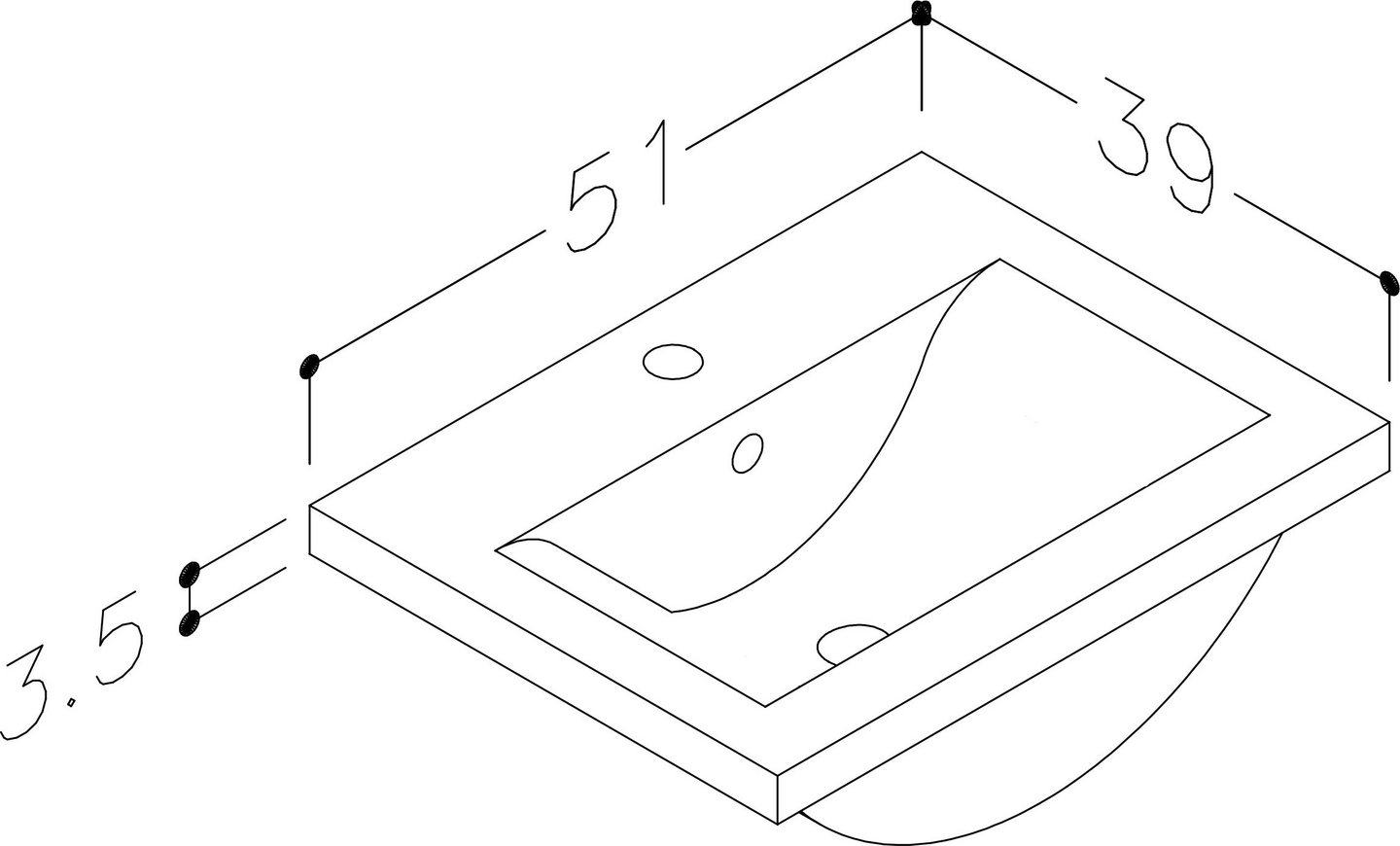 Pesuallas Cello W L51 S39cm posliinia