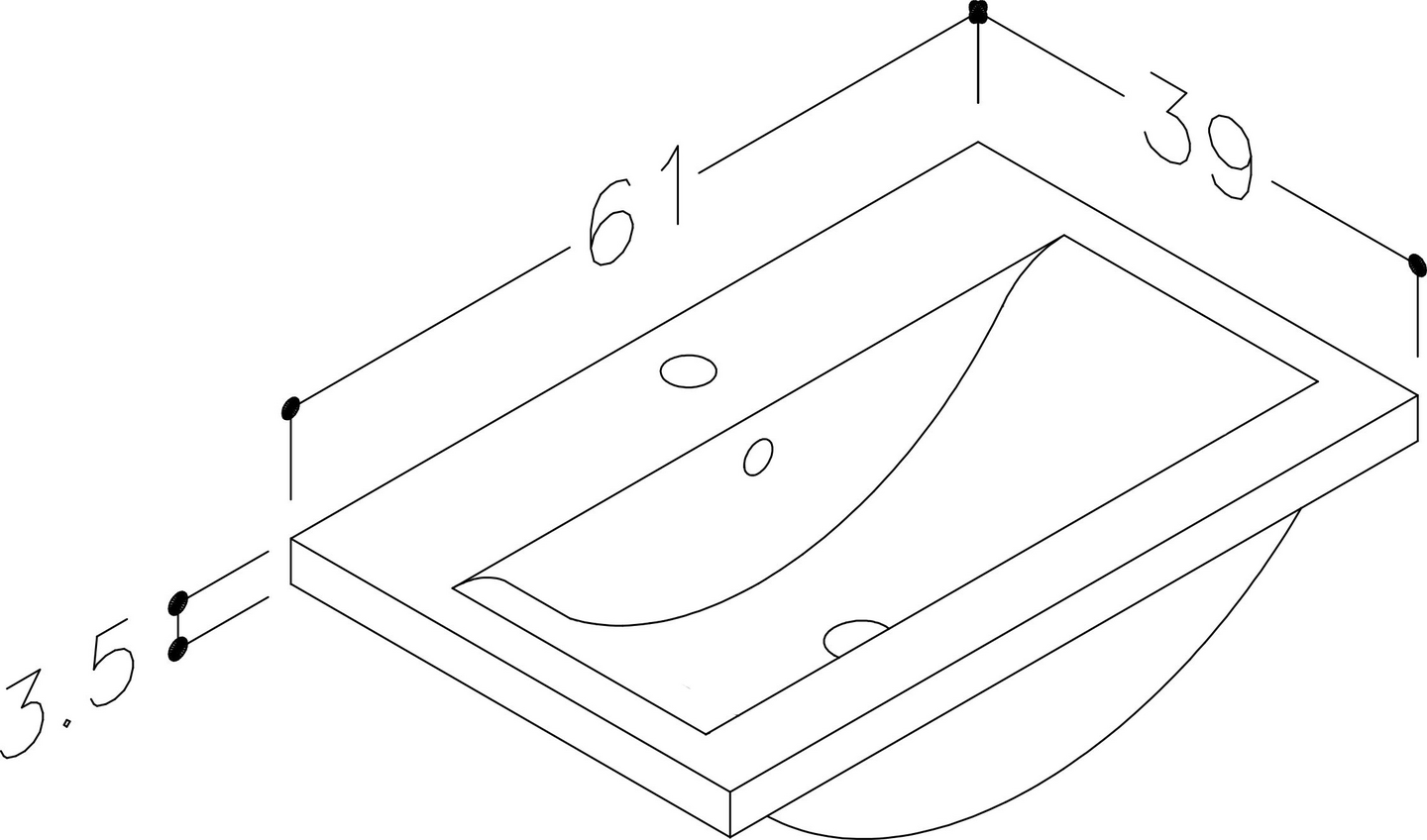 Pesuallas Cello W L61 S39cm posliinia