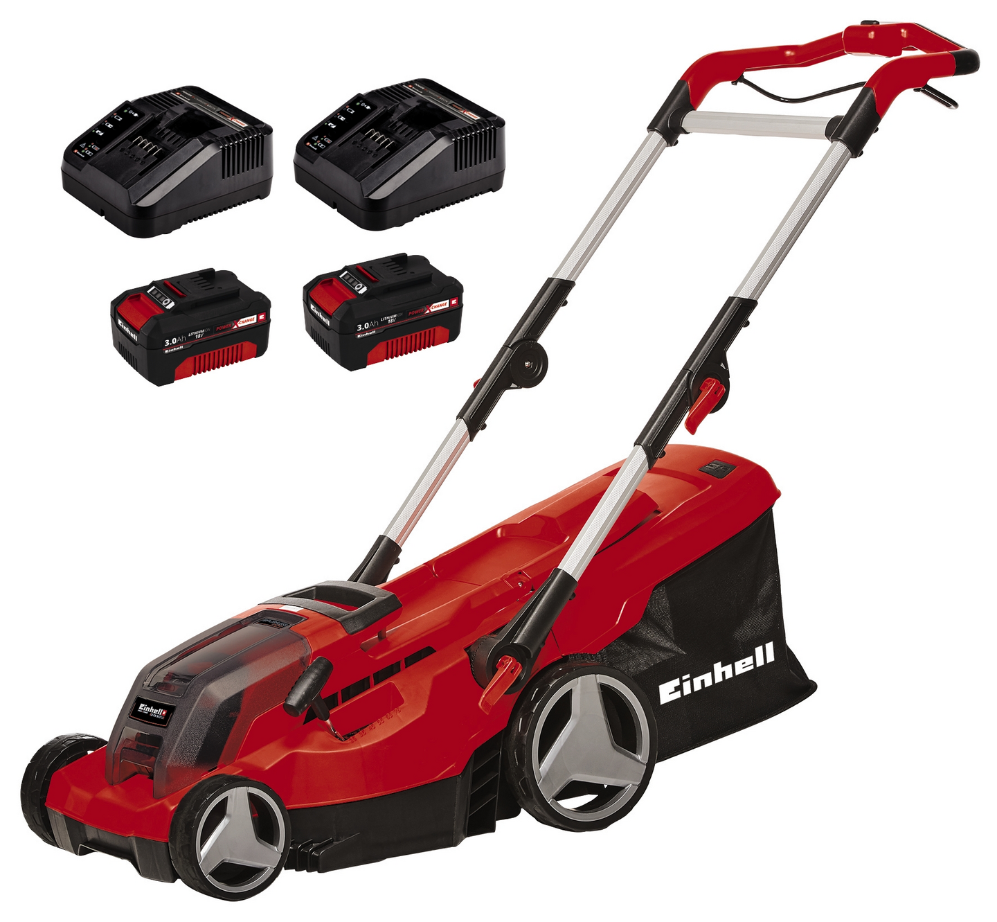 Akkuruohonleikkuri Einhell Power X-Change GE-CM 36/37 Li 2x3,0Ah + 2xlaturi