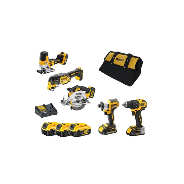 VERKTYGSKIT DCK555P3-QW 18V INNEHÅLLER 5 MASKINER