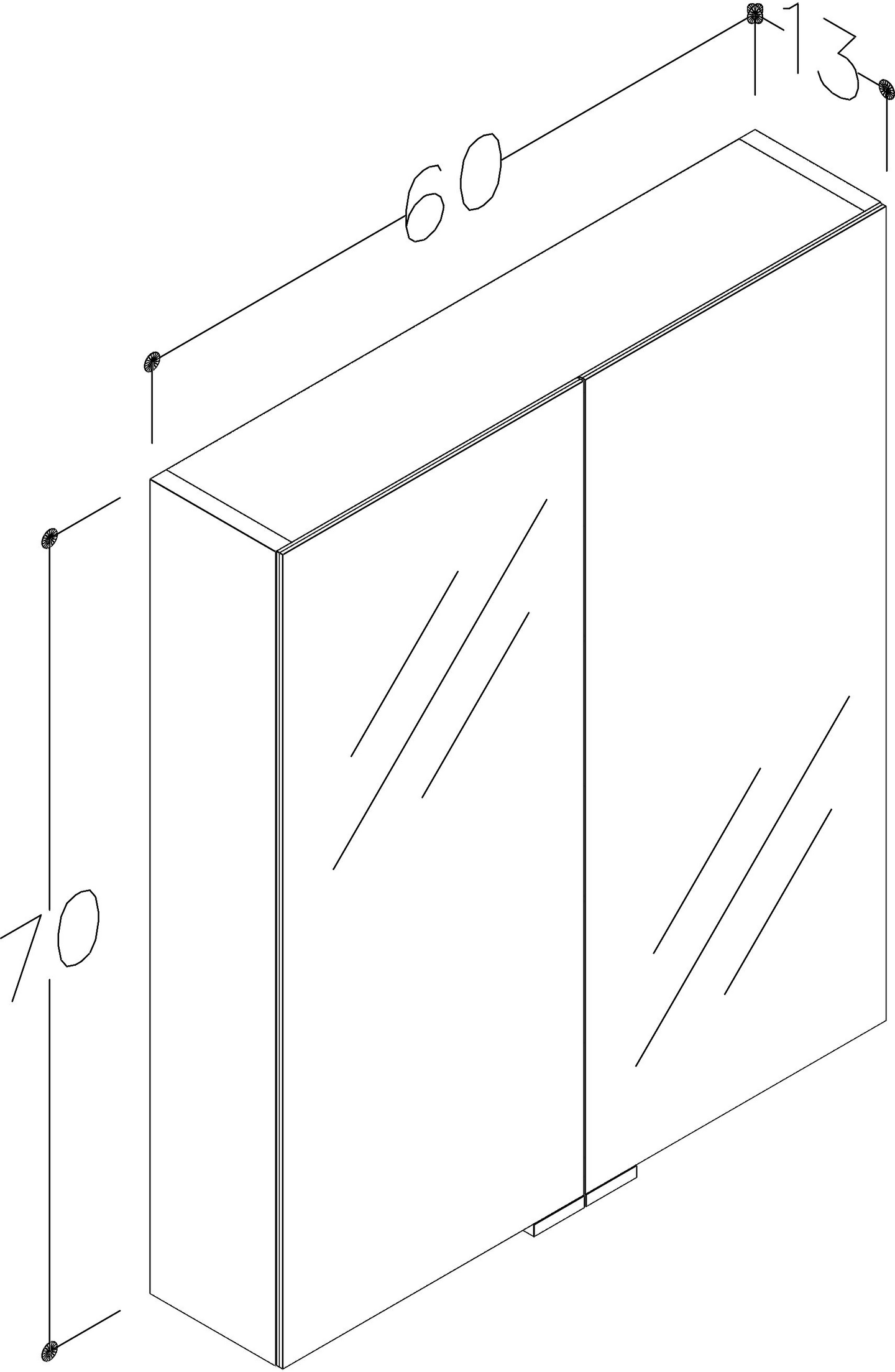Peilikaappi Cello Wave L60 S13 K70cm grafiitinharmaa 2-osainen IP44 pistorasia
