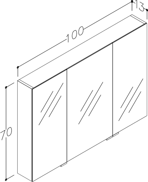 Peilikaappi Cello Wave L100 S13 K70cm tammi 2-osainen IP44 pistorasia