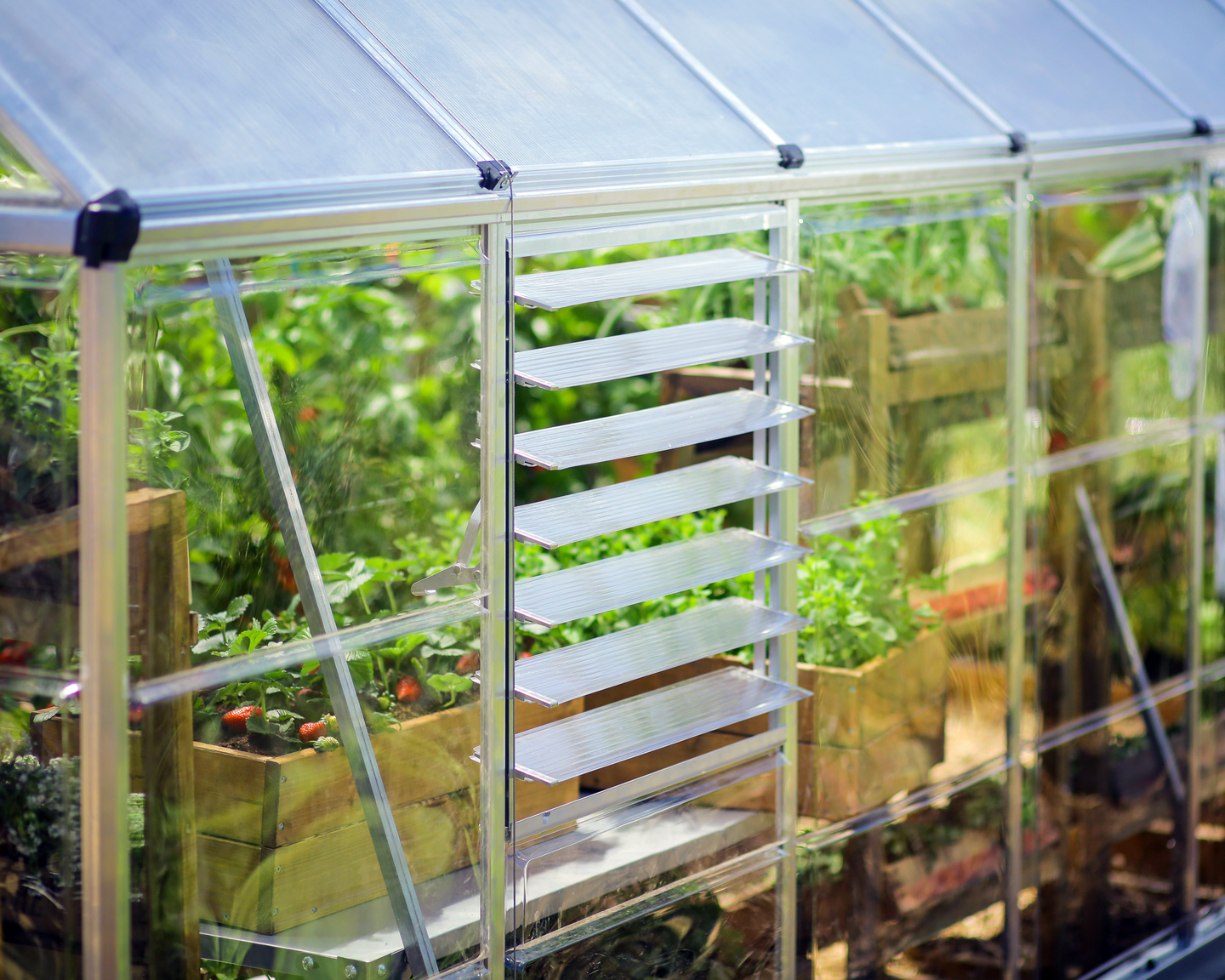 Kasvihuoneen sivuseinän tuuletusikkunansäleikkö